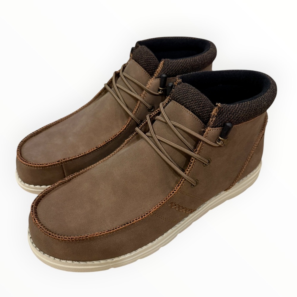 Bruno Marc Slip-on Shoes Loafers Winter Boots Men Size 14 Brown New Moc Toe